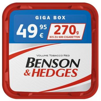 2x Benson & Hedges 270g Giga Box Volumentabak + 1000 Hülsen + 5 Feuerzeuge