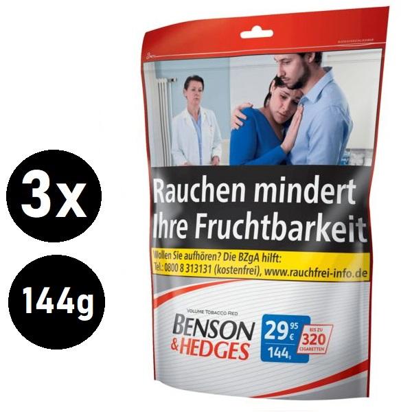 3x Benson & Hedges 144g 3XL Tüte Stopftabak Volumentabak Zigaretten Nachfüllpack