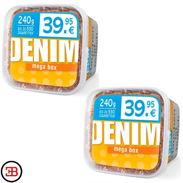 2x DENIM Mega Box 240g Volumentabak Stopftabak Denim Eimer bis zu 530 Zigaretten