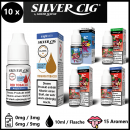 10x Silver Cig Premium E-Liquid Ver. Sorten 0/3/6/9mg Nikotin